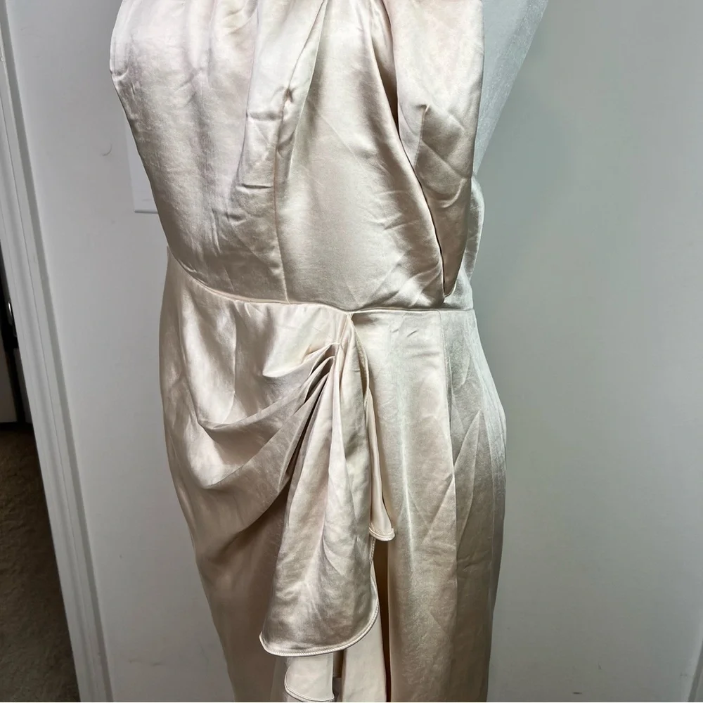 Selfie Leslie dress womens large Halter Draping Champagne Color Romantic - Picture 6 of 10
